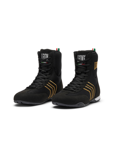 Botas de Boxeo Profesional Leone 1947 Color Negro-dorado CL188