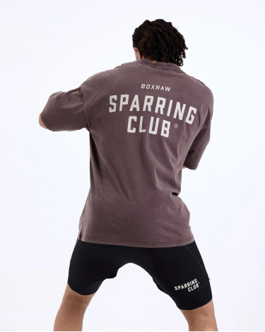 Camiseta Boxraw Sparring Club oversized Washed  Brown