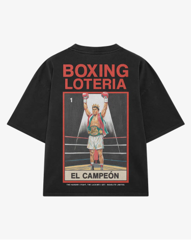 Camiseta de algodon Boxelite Club "Boxing Loteria el  Campeon" negro