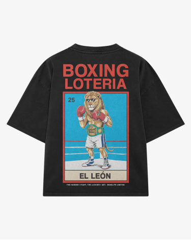 Camiseta de algodon Boxelite Club "Boxing Loteria el Leon" negro