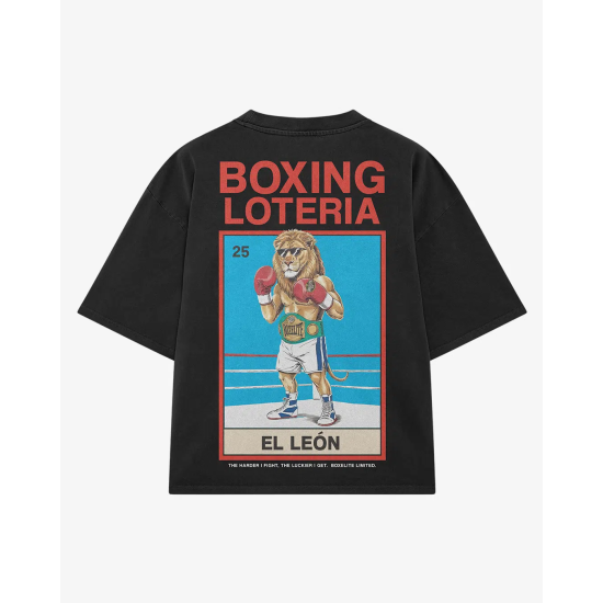 Camiseta de algodon Boxelite Club "Boxing Loteria el Leon" negro