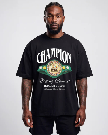Camiseta de algodon Boxelite Club " Champion belt black"