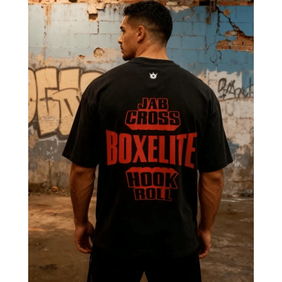 Camiseta de algodon Boxelite Club " Jab Cross hook roll" negra