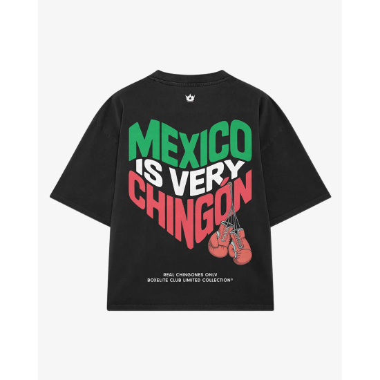 Camiseta de algodon Boxelite Club "Mexico is very chingon" MX Negro