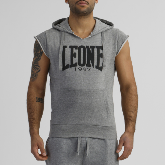 Camiseta Leone 1947 de algodon sin mangas con capucha LSM202 gris