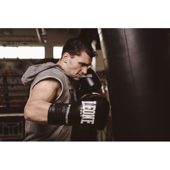 Camiseta Leone 1947 de algodon sin mangas con capucha LSM202 gris