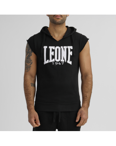 Camiseta Leone 1947 de algodon sin mangas con capucha LSM202 negra