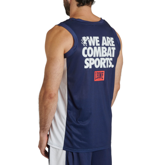 Camiseta Leone 1947 sin mangas " Logo Wacs" azul ABX124