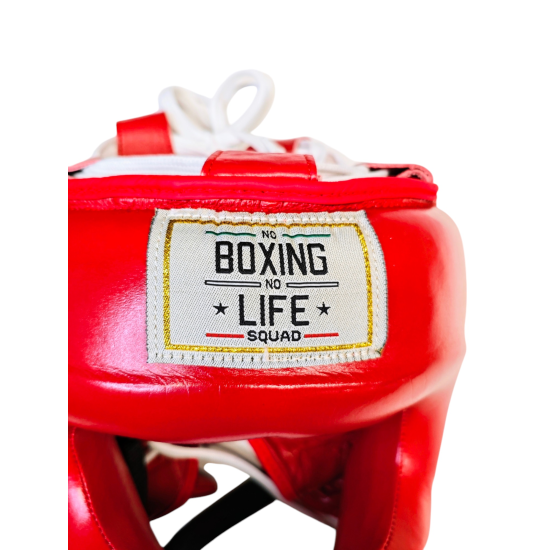 Casco de boxeo con barra No Boxing No Life rojo