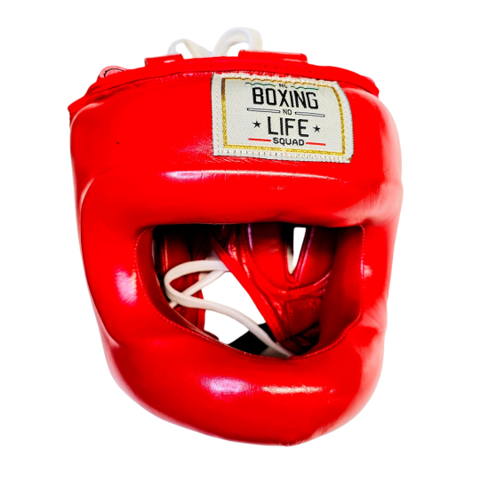 Casco de boxeo con barra No Boxing No Life rojo