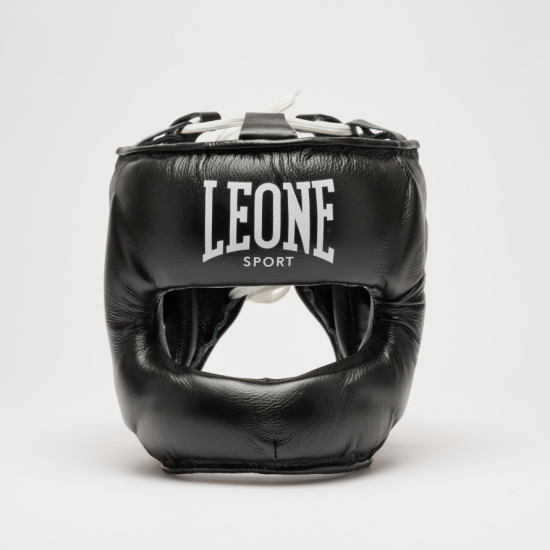 Casco de boxeo Leone Sport con barra " Nerone" CSB02 Negro