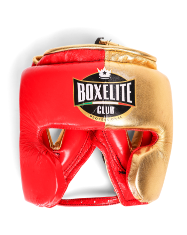 Casco de boxeo profesional Boxelite club rojo/dorado
