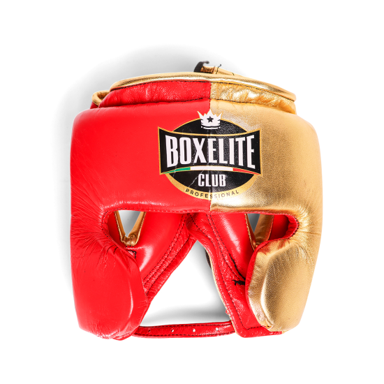 Casco de boxeo profesional Boxelite club rojo/dorado