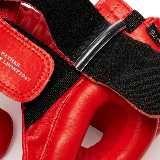 Casco de pomulos profesional Leone 1947 "The Greatest" CS443 rojo