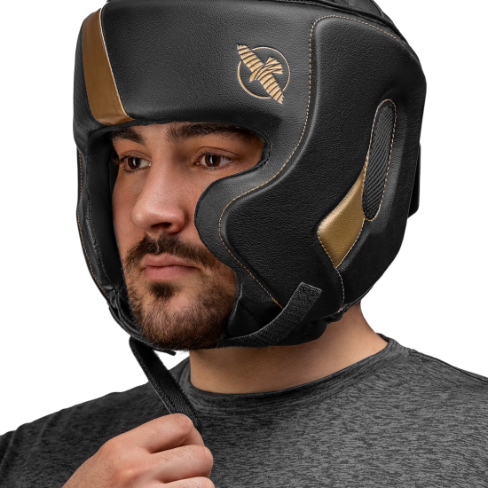 Casco para deportes de contacto Hayabusa T3 abierto color negro-oro