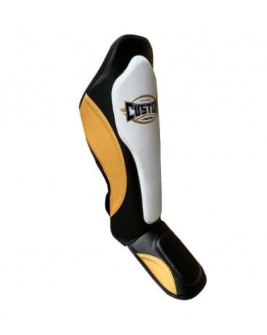 Espinilleras Custom Fighter para deportes de contacto "Bicolor dorado"