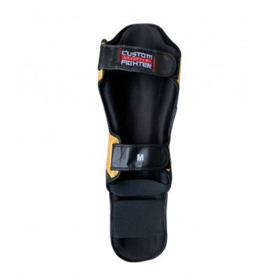 Espinilleras Custom Fighter para deportes de contacto "Bicolor dorado"