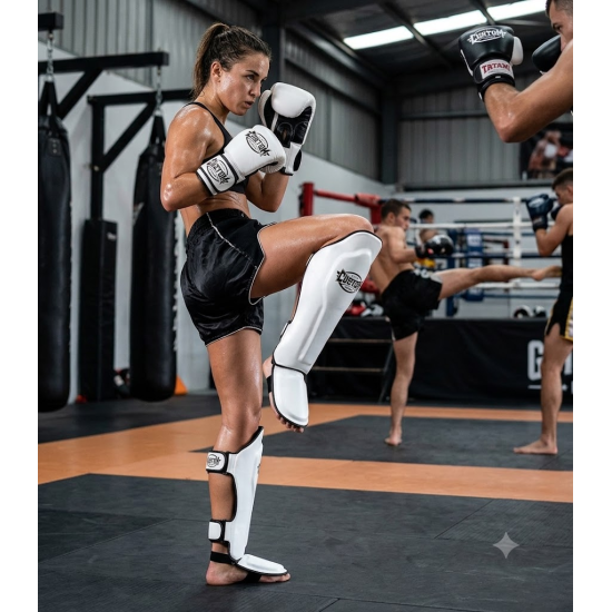 Espinilleras Custom Fighter Steel Leg Blancas