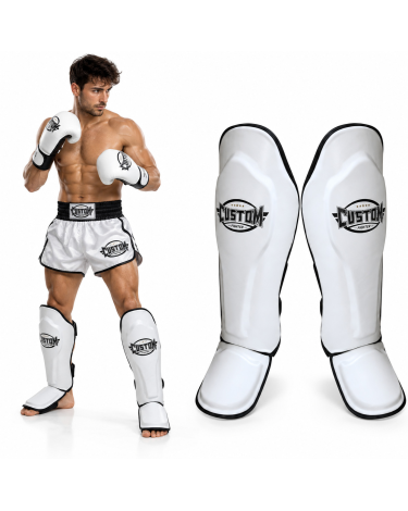 Espinilleras Custom Fighter Steel Leg Blancas