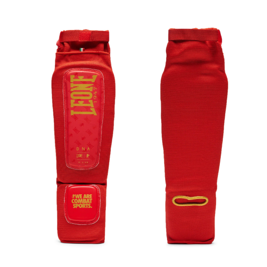 Espinilleras para deportes de contacto Leone 1947 "DNA" PT123 rojo