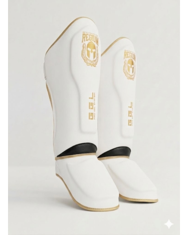 Espinilleras Regium para deportes de contacto "imperial Gold" color blanco
