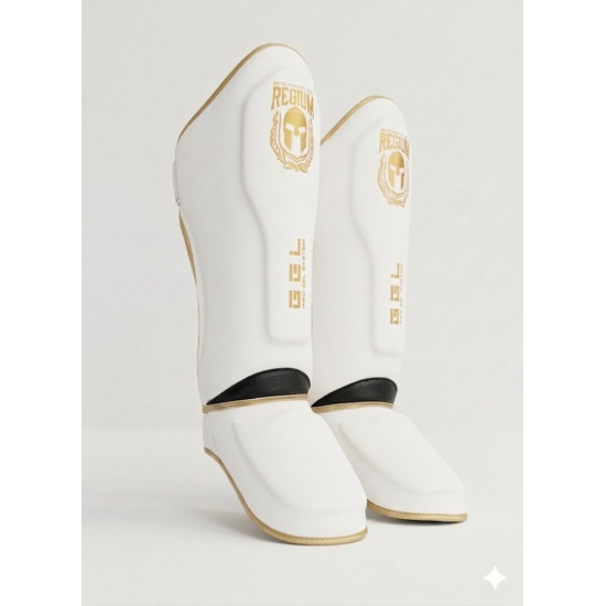 Espinilleras Regium para deportes de contacto "imperial Gold" color blanco