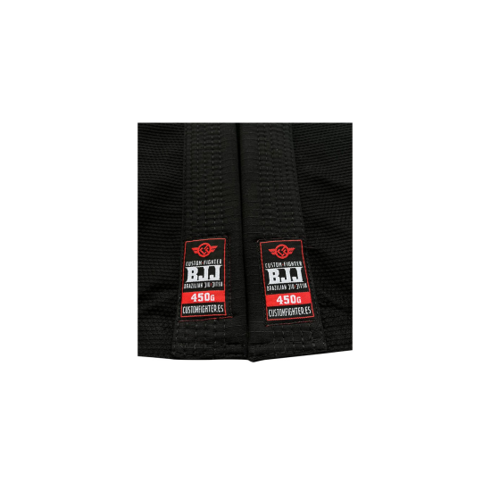 Gi o Kimono de Brazilian Jiu Jitsu "Custom Fighter" Color Negro de 450 grms (Nuevo modelo)