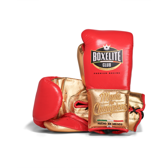 Guantes de boxeo Boxelite Club " Dynamic MX" Premium rojo/dorado cuerdas