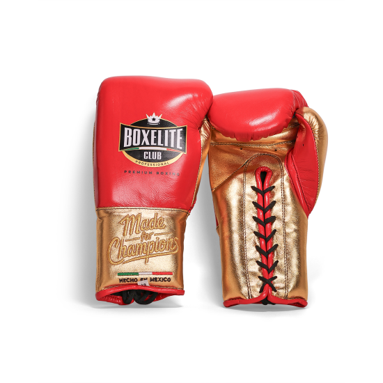 Guantes de boxeo Boxelite Club " Dynamic MX" Premium rojo/dorado cuerdas