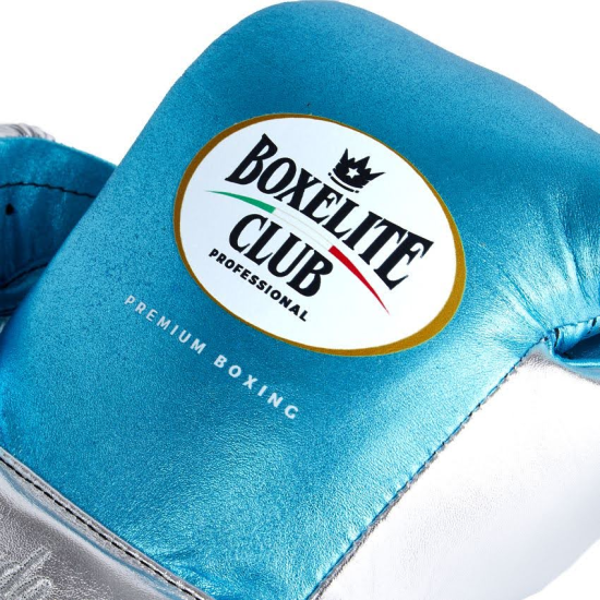 Guantes de boxeo Boxelite Club " Training MX" Premium aqua/plata cuerdas