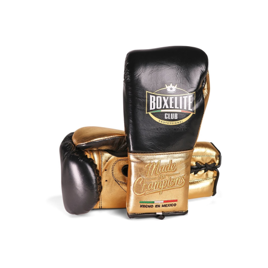 Guantes de boxeo Boxelite Club " Training MX" Premium negro/ dorado cuerdas