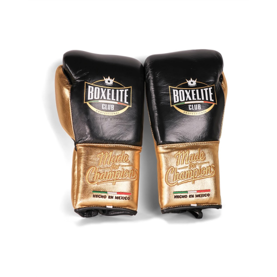 Guantes de boxeo Boxelite Club " Training MX" Premium negro/ dorado cuerdas