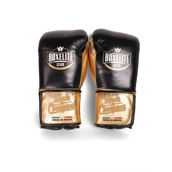Guantes de boxeo Boxelite Club " Training MX" Premium negro/oro velcro