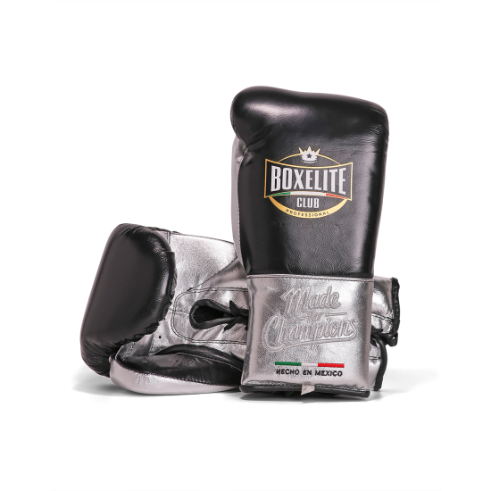 Guantes de boxeo Boxelite Club " Training MX" Premium negro/ plata cuerdas