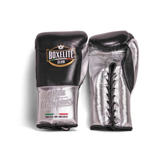 Guantes de boxeo Boxelite Club " Training MX" Premium negro/ plata cuerdas