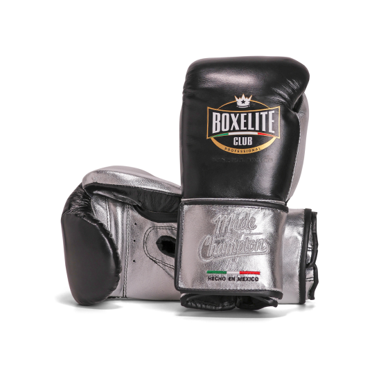 Guantes de boxeo Boxelite Club " Training MX" Premium negro/plata velcro