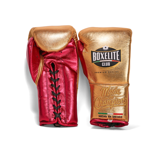 Guantes de boxeo Boxelite Club " Dynamic MX" Premium Oro/Fucsia cuerdas