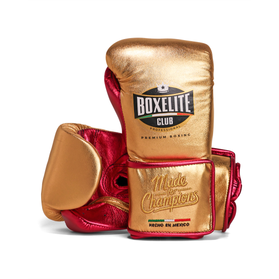 Guantes de boxeo Boxelite Club " Training MX" Premium oro/fucsia velcro