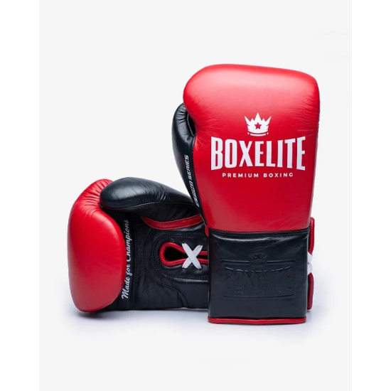 Guantes de Boxeo Boxelite S-PRO Series - Cierre de Cuerdas color rojo