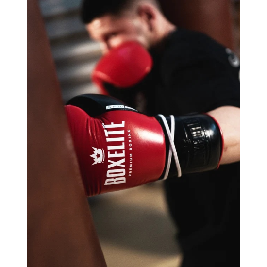Guantes de Boxeo Boxelite S-PRO Series - Cierre de Cuerdas color rojo