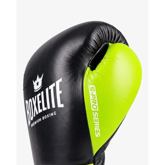 Guantes de Boxeo Boxelite S-PRO Series - Cierre de Cuerdas Verde neon-negro