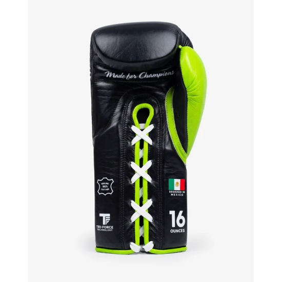 Guantes de Boxeo Boxelite S-PRO Series - Cierre de Cuerdas Verde neon-negro