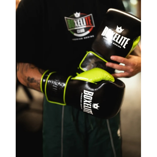 Guantes de boxeo Boxelite S-PRO velcro color Verde neon-negro