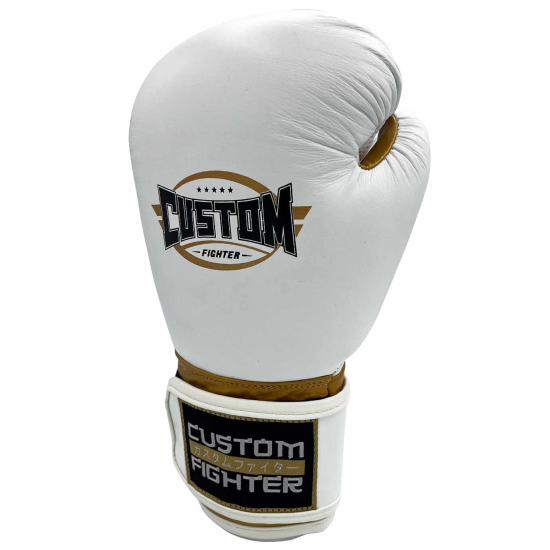 Guantes de boxeo Custom Fighter golden sticker blanco