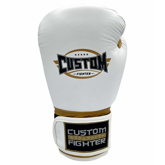 Guantes de boxeo Custom Fighter golden sticker blanco