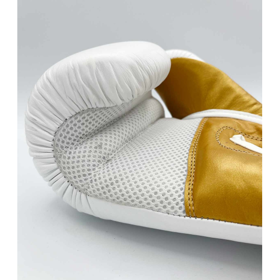 Guantes de boxeo Custom Fighter golden sticker blanco