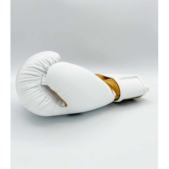 Guantes de boxeo Custom Fighter golden sticker blanco