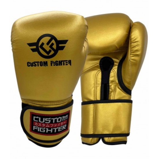 Guantes de boxeo Custom Fighter "Iron Fist" Gold microfibra