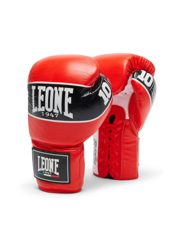 Guantes de boxeo de cuerdas Leone 1947 Shock Pro GN057L rojo