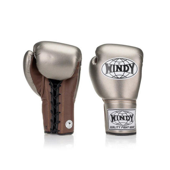 Guantes de boxeo de cuerdas Windy " Competition" Plata/ Marron